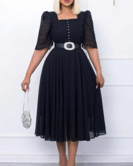 Square Neck Lace Dress