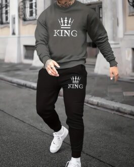 Men’s 2Pcs Outfits, Casual Crew Neck Long Sleeve Pullover