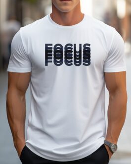 FOCUS Print Men’s Round Neck Print Tee Short-Sleeve Comfy T-Shirt