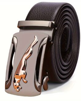 Men’s Alloy Automatic Buckle Belt, Genuine Leather Cowhide Belt