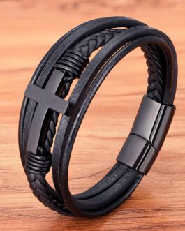 Luxury Men’s PU Leather Bracelet 19/21/23cm