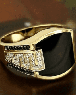 1pc Fashion European And American Hip Hop Ring Zircon Ring Men’s Ring