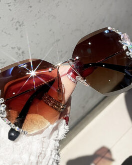 Vintage Rimless Rhinestone Sunglasses