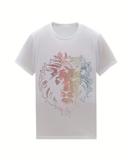 Rhinestone Lion T Cotton Shirt