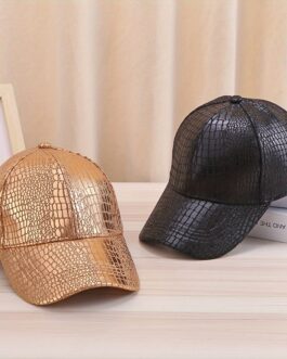 1pc Fashion PU Crocodile Pattern PU Leather Baseball Cap