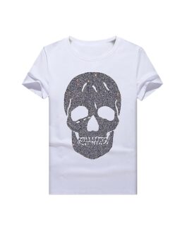 Rhinestone Various Skull Pattern Print Men’s T-shirt