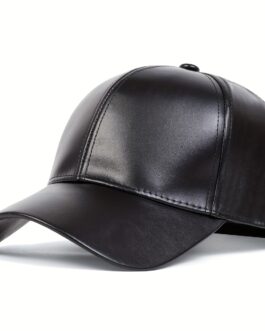 PU Leather Unisex Baseball Cap Black Casual Dad Hats