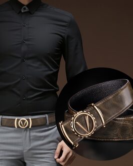 Men Genuine Leather Automatic Buckle Belt, Youth Casual Pants Belt