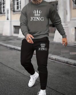 Men’s 2Pcs Outfits, Casual Crew Neck Long Sleeve Pullover