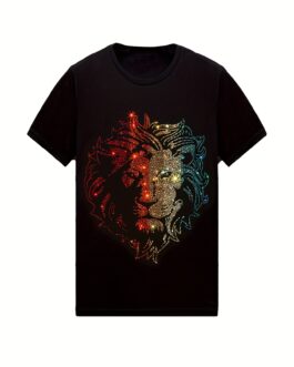 Rhinestone Lion T Cotton Shirt