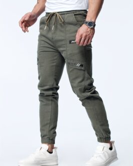 Men’s Casual Waist Drawstring Joggers, Chic Stretch Tapered Pants