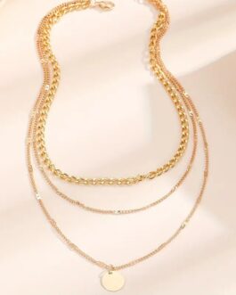 3-layered Chain Design Pendant Necklace