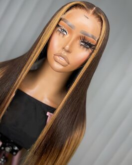 Highlight Honey Blonde Brazilian Remy Human Hair Wig with T Part and Lace Front