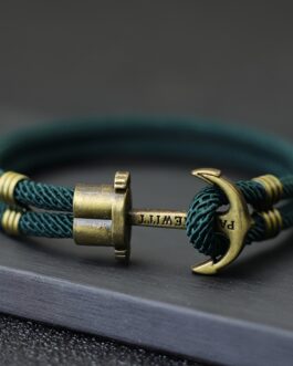 1pc Vintage Anchor Bracelet, Men Bronze Punk Bracelet, Outdoor Survival Bracelet