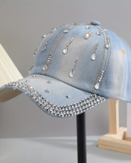 Rhinestone Denim Baseball Cap