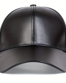 PU Leather Unisex Baseball Cap Black Casual Dad Hats