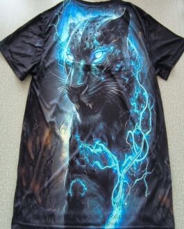 Men’s Cool 3D Panther Print Graphic Design Crew Neck T-Shirt