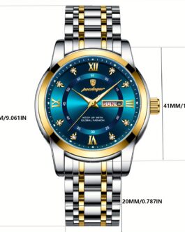 Poedagar Waterproof Luminous Calendar Stainless Steel Men’s