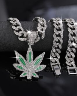 Hip Hop Style Maple Leaf Necklace, Fashion Hip Hop Clavicle Chain