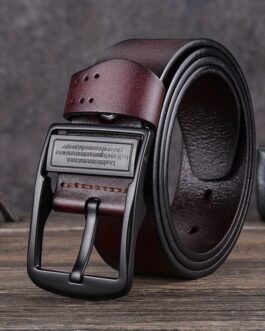 Men’s Genuine Leather Belt Pin Buckle Belt Waist Strap