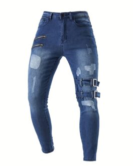 Men’s Chic Skinny Biker Jeans, Casual Street Style