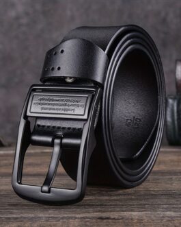 Men’s Genuine Leather Belt Pin Buckle Belt Waist Strap