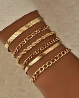 6pcs Cuban Chain Bracelet Set