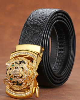 Men’s Automatic Crocodile Strap Business PU Leather Pants Belt