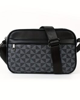 Men’s Casual Vintage Checkered Crossbody Bag, Fashion Shoulder Bag