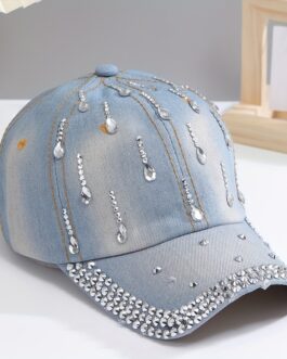 Rhinestone Denim Baseball Cap