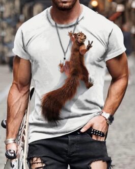 Funny 3D Squirrel Pattern Print Men’s Comfy Chic T-shirt