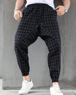 Men’s Plaid Drawstring Sweatpants, Pocket Casual Comfy