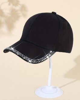 Rhinestone Black Baseball Cap