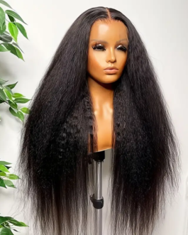 Yalie Human Hair Kinky Straight 5×5 HD Lace Front Glueless Wig