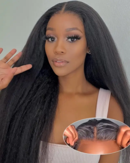 Yalie Human Hair Kinky Straight 5×5 HD Lace Front Glueless Wig