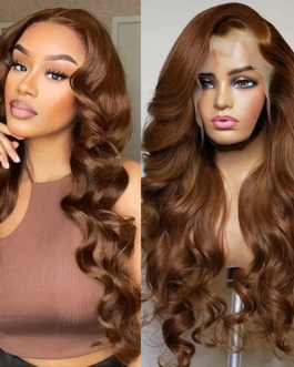 Yuela Body Wave Human Hair Brown 13×4 Transparent Lace Front Wig