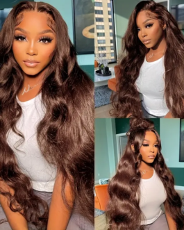 Yuela Body Wave Human Hair Brown 13×4 Transparent Lace Front Wig