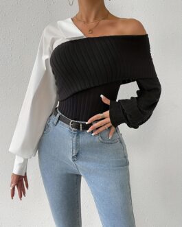 Elegant Lantern Sleeve Slim Top