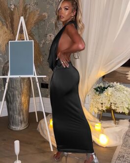 Sexy Plunge Neck Backless Dress