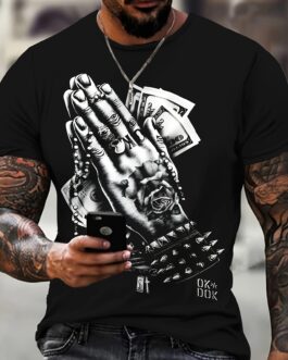 Praying Gesture Print T-shirt