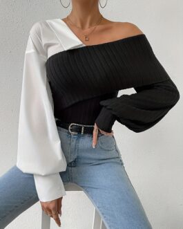 Elegant Lantern Sleeve Slim Top