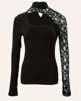 Cutout Lace Stitching T-Shirt