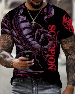 Scorpion Pattern Print Short Sleeve Comfy T-shirt