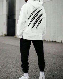 Claw Printed Fleece Lined Hoodie And Pants Set