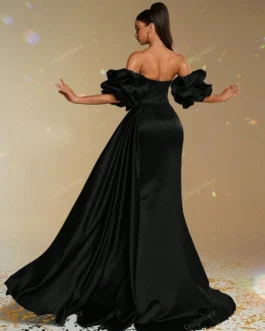 Sheath Off-Shoulder Ruffle Evening Gown