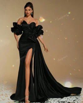 Sheath Off-Shoulder Ruffle Evening Gown